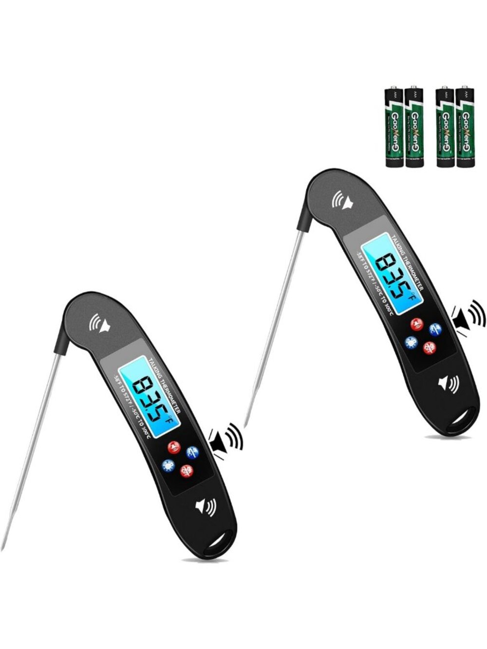 2PCS Waterproof Instant Read Talking Thermometer for Cooking, Grilling & Food